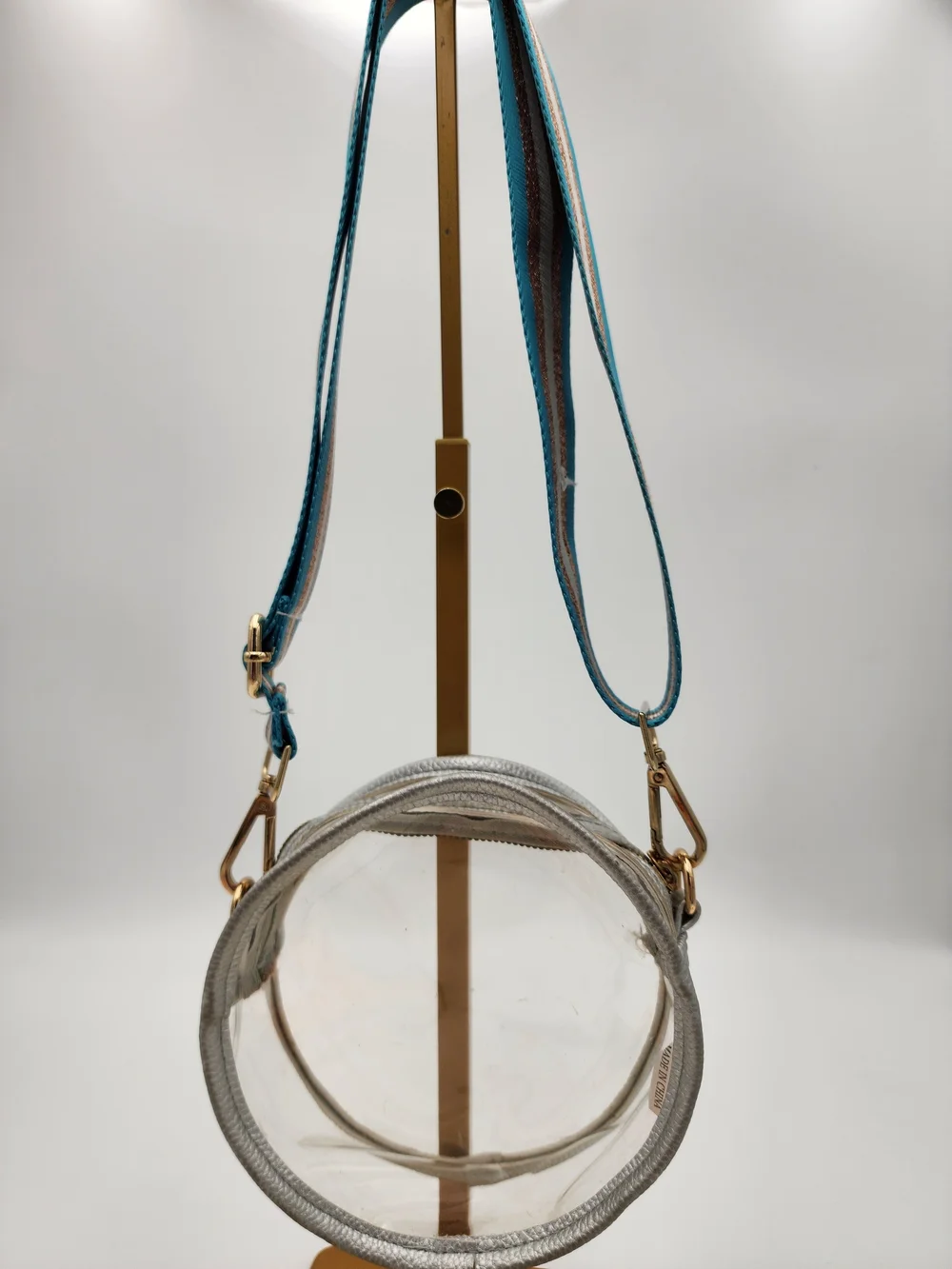 Generic No Name Clear Round Crossbody Bag with Teal Strap